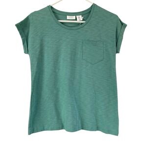 Sigrid Olsen Women's Teal Green Pocket T-Shirt Top Size XS NWT